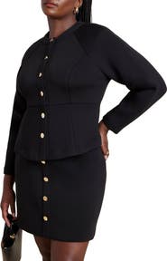 ELOQUII Strong Shoulder Nipped Waist Scuba Jacket