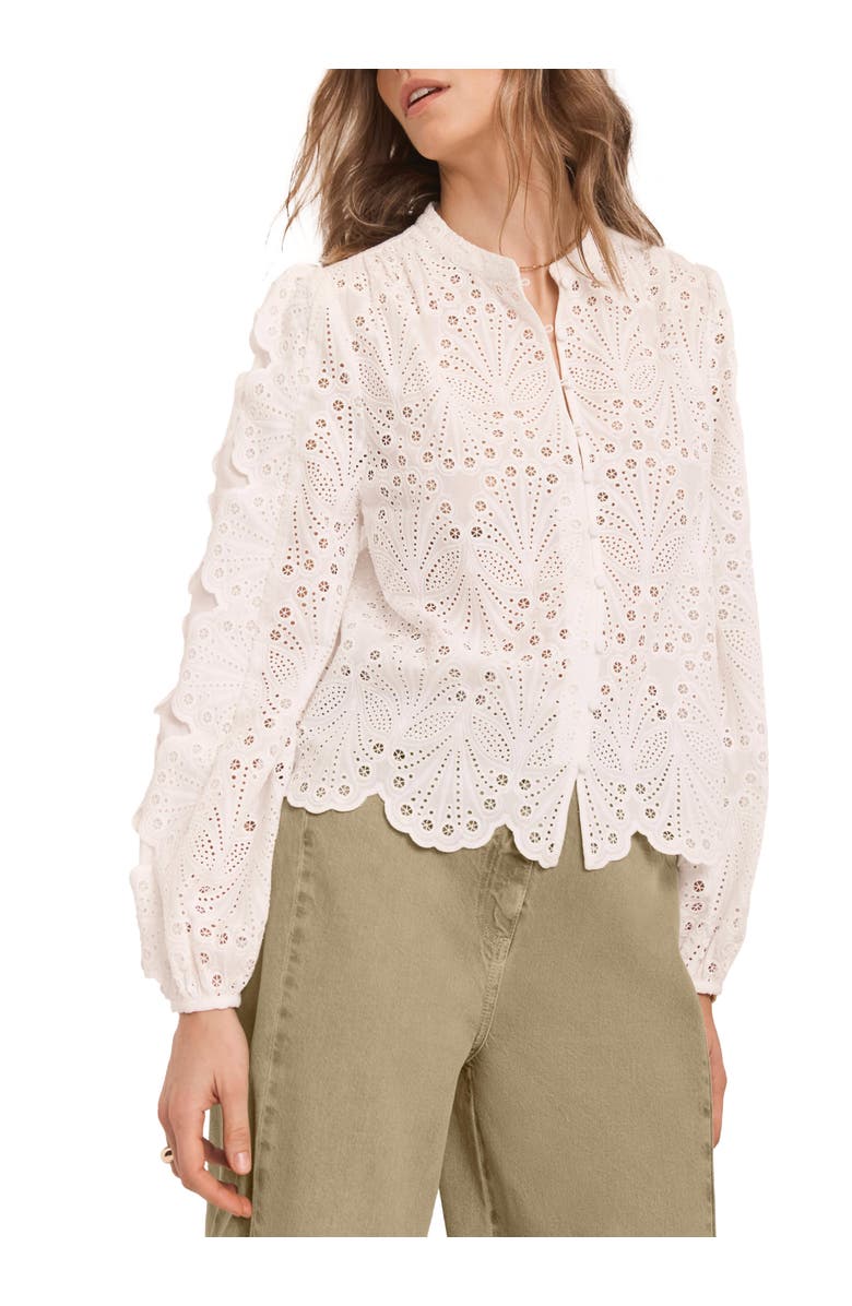 MINT VELVET Cotton Broderie Detail Blouse, Alternate, color, Ivory
