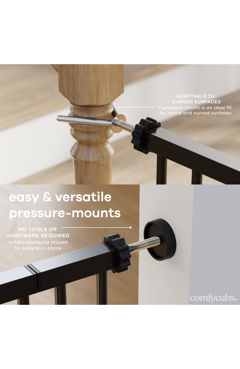 Comfy Cubs Baby Safety Gate with 3 Extensions, Alternate, color, Black