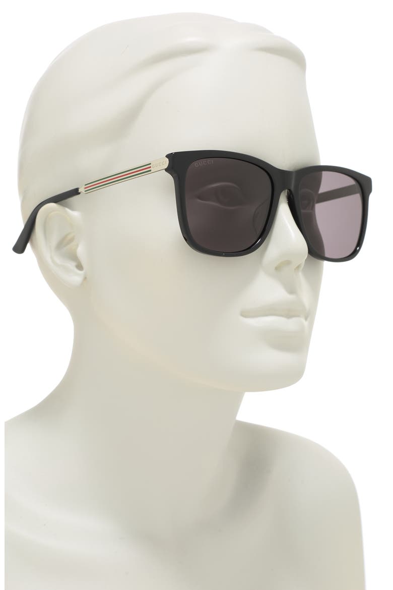 56mm Square Sunglasses, Alternate, color, BLACK