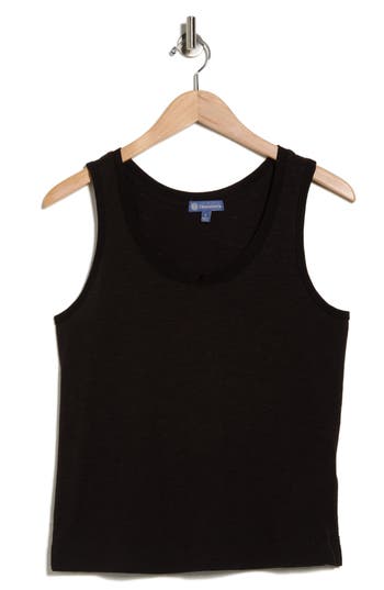 Democracy Notched Scoop Neck Tank Top In Black