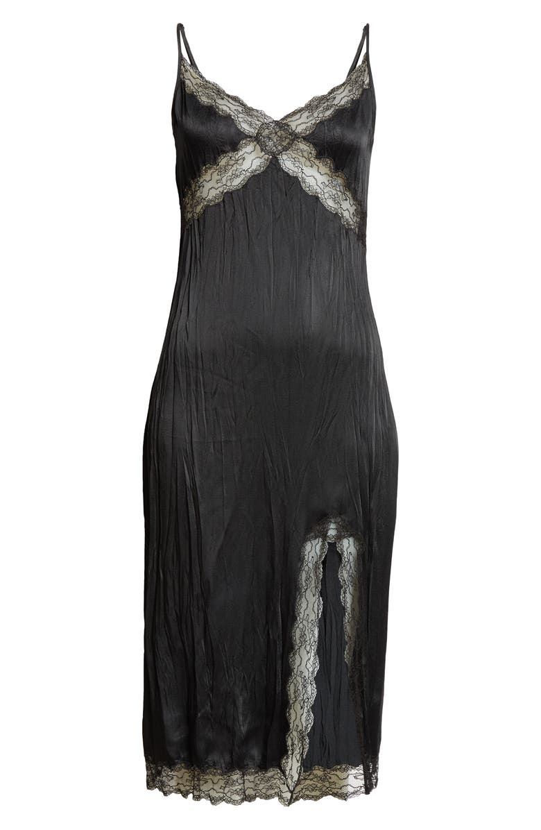 Michael Kors Collection Crushed Satin Charmeuse & Lace Slipdress, Alternate, color,