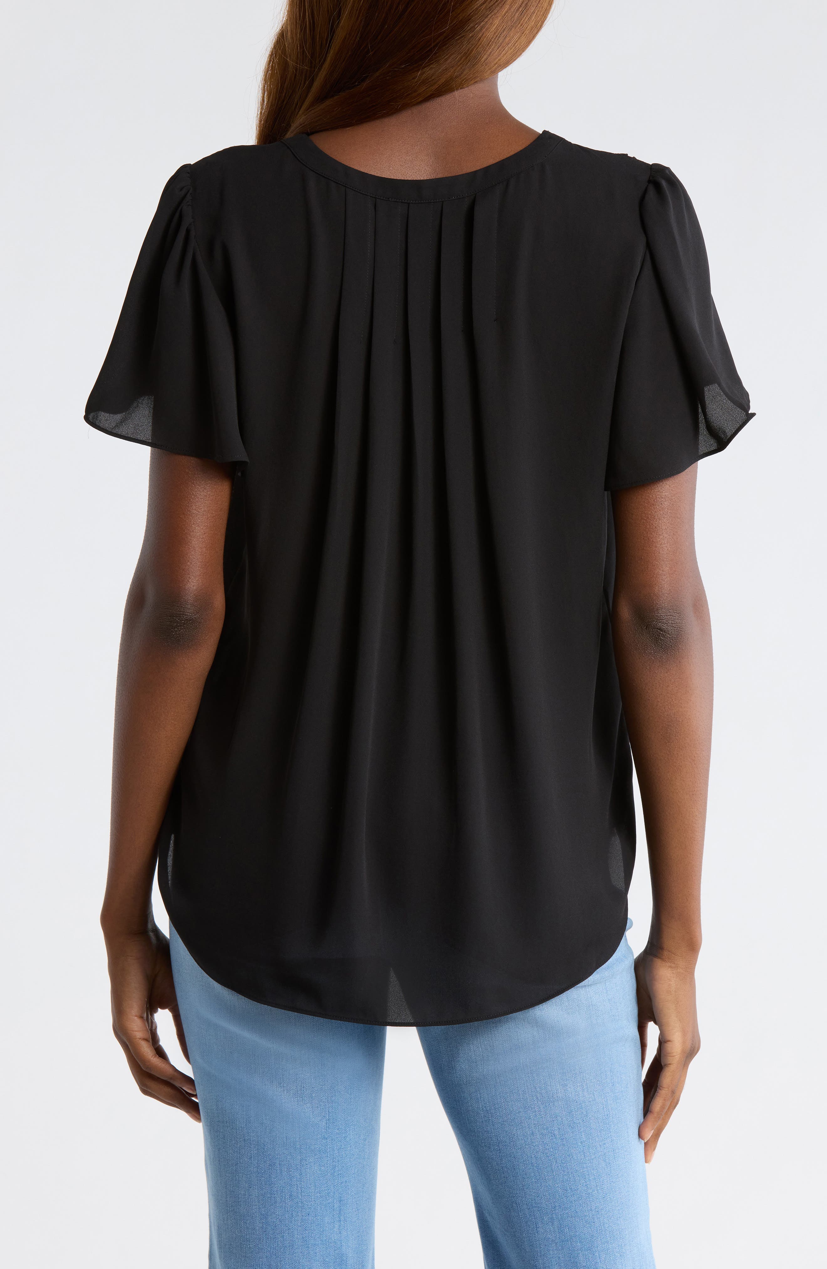 Pleated Back Flutter Sleeve Top - image 2