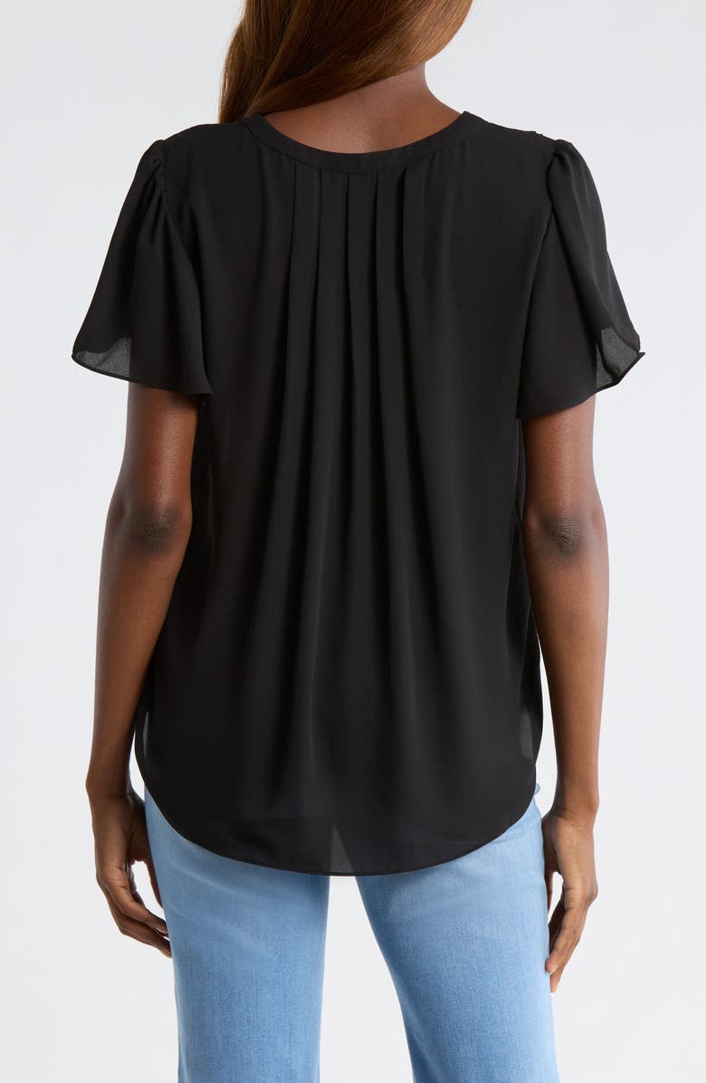 NYDJ Pleated Back Flutter Sleeve Top, Alternate, color, Black