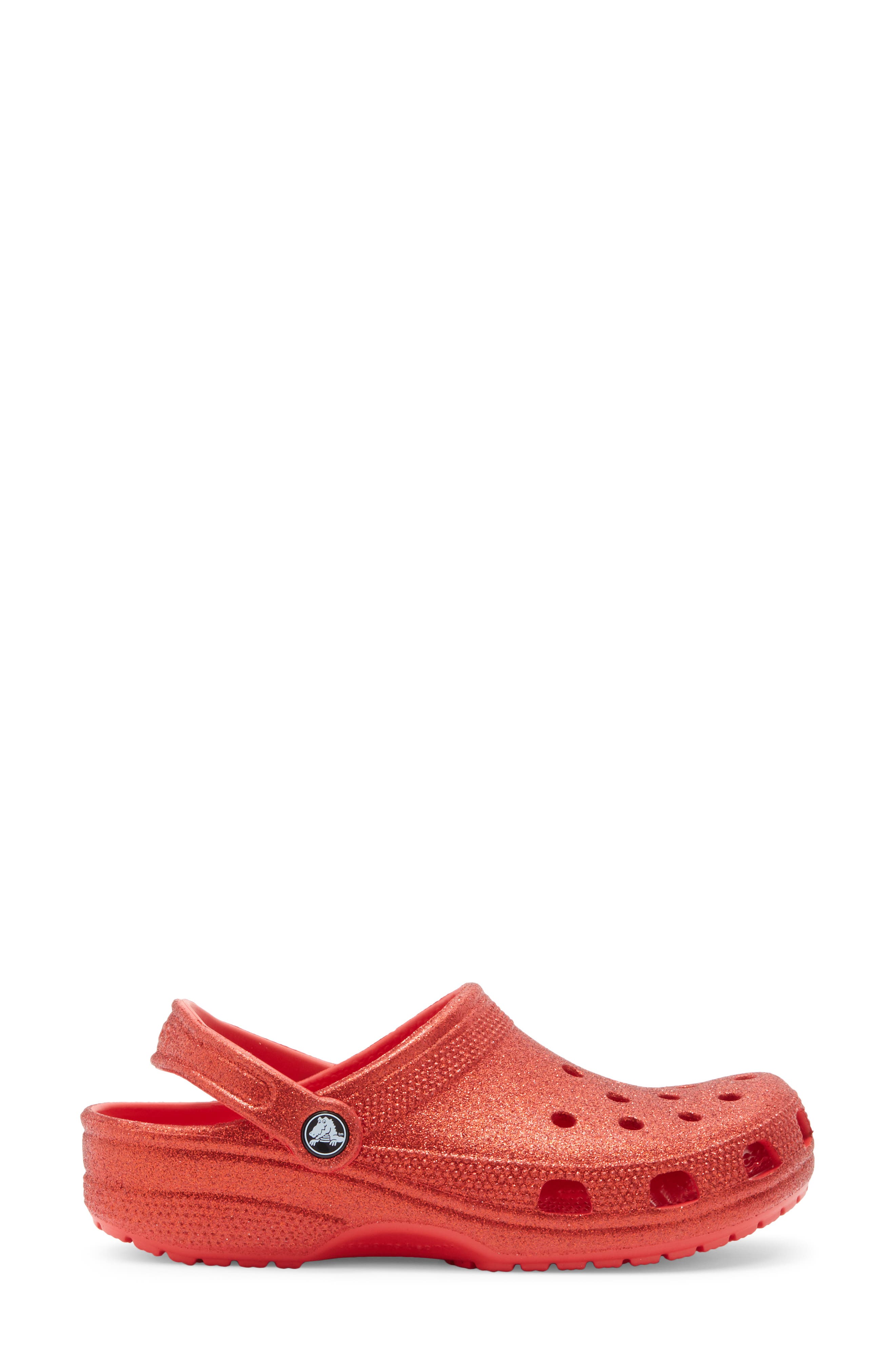 CROCS Gender Inclusive Classic Glitter Clog, Alternate, color, Flame