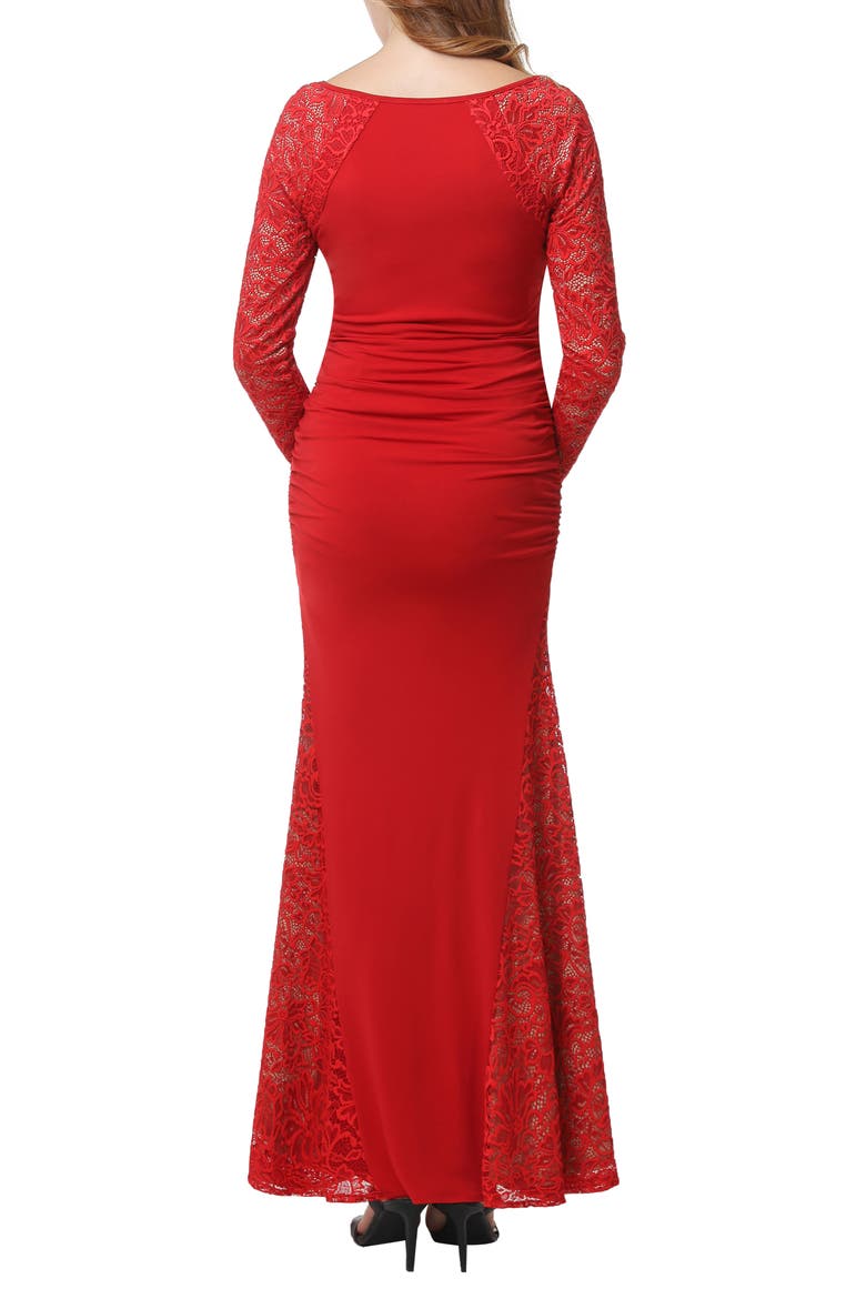 Bella Long Sleeve Maternity Maxi Dress, Alternate, color, RED