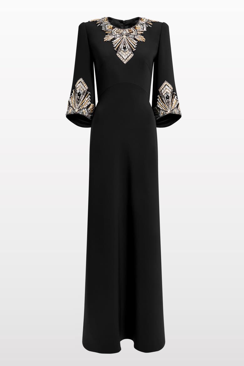 Ice Cascade Embellished Dress, Alternate, color, Liquorice