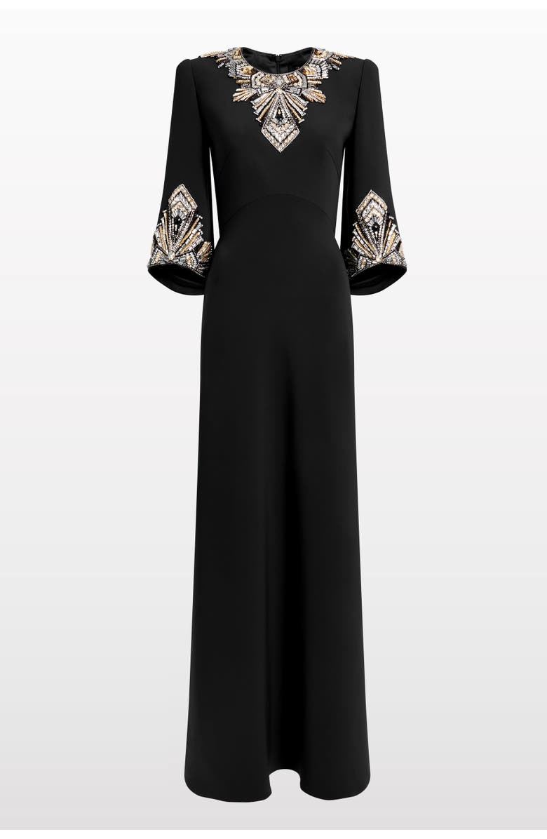 Jenny Packham Ice Cascade Embellished Dress, Main, color, Liquorice