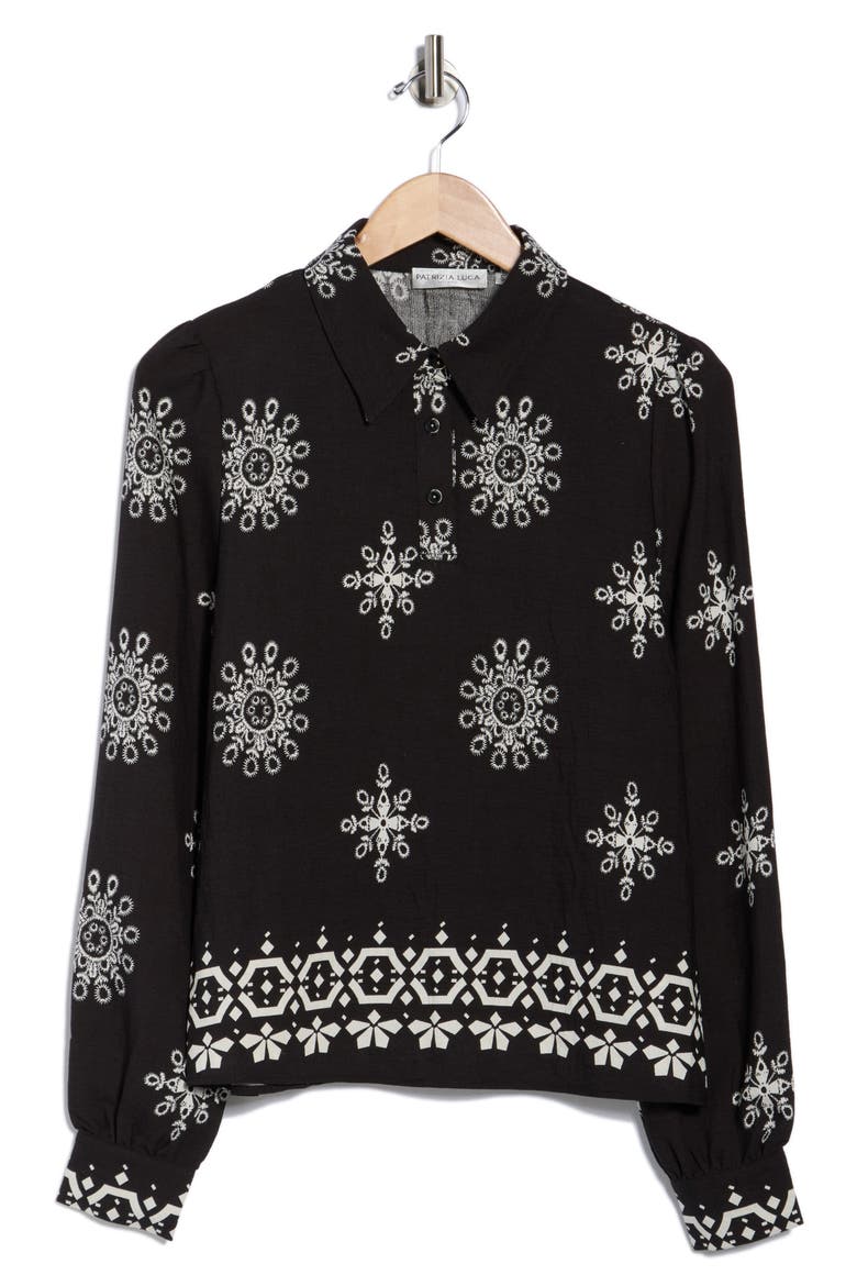 Snowflake Embroidered Top, Alternate, color, BLACK