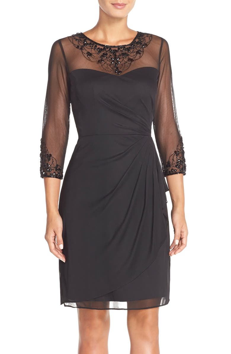 Patra Beaded Mesh Faux Wrap Dress | Nordstrom