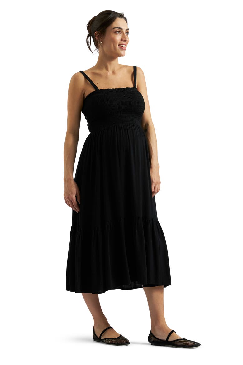 Blair Shirred Dress, Alternate, color, BLACK