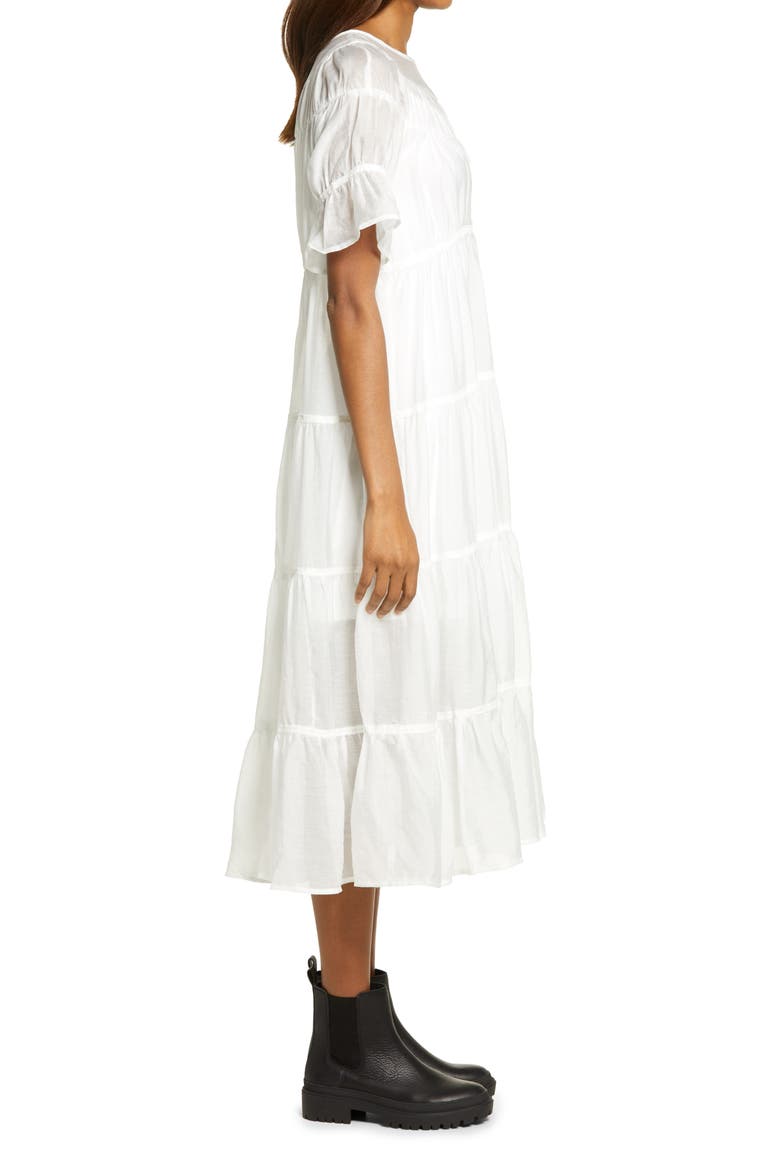 Lizzo Tiered Taffeta Dress, Alternate, color, WHITE