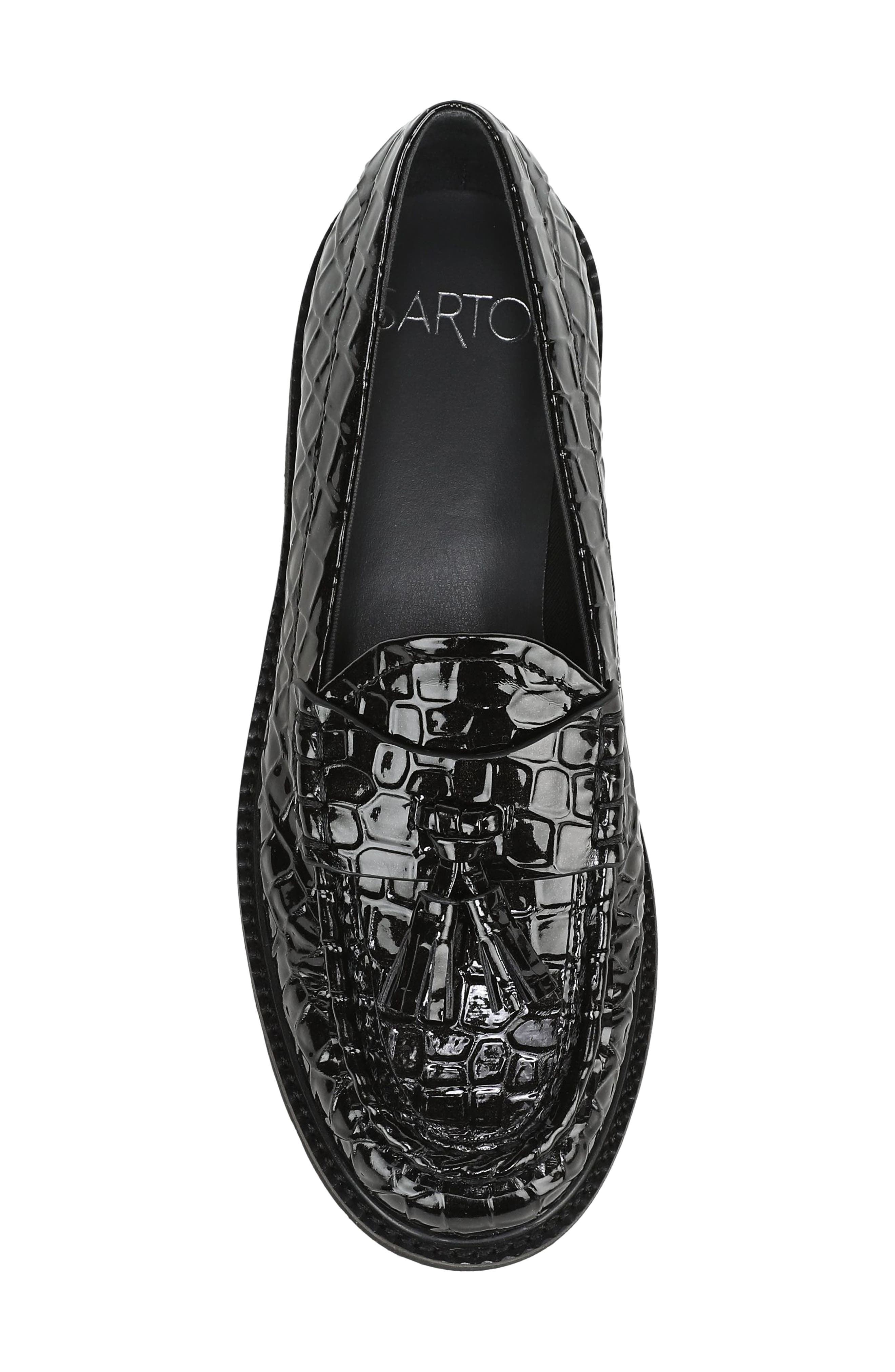 Sarika Tassel Loafer, Alternate, color, BLACK CROCCO PU