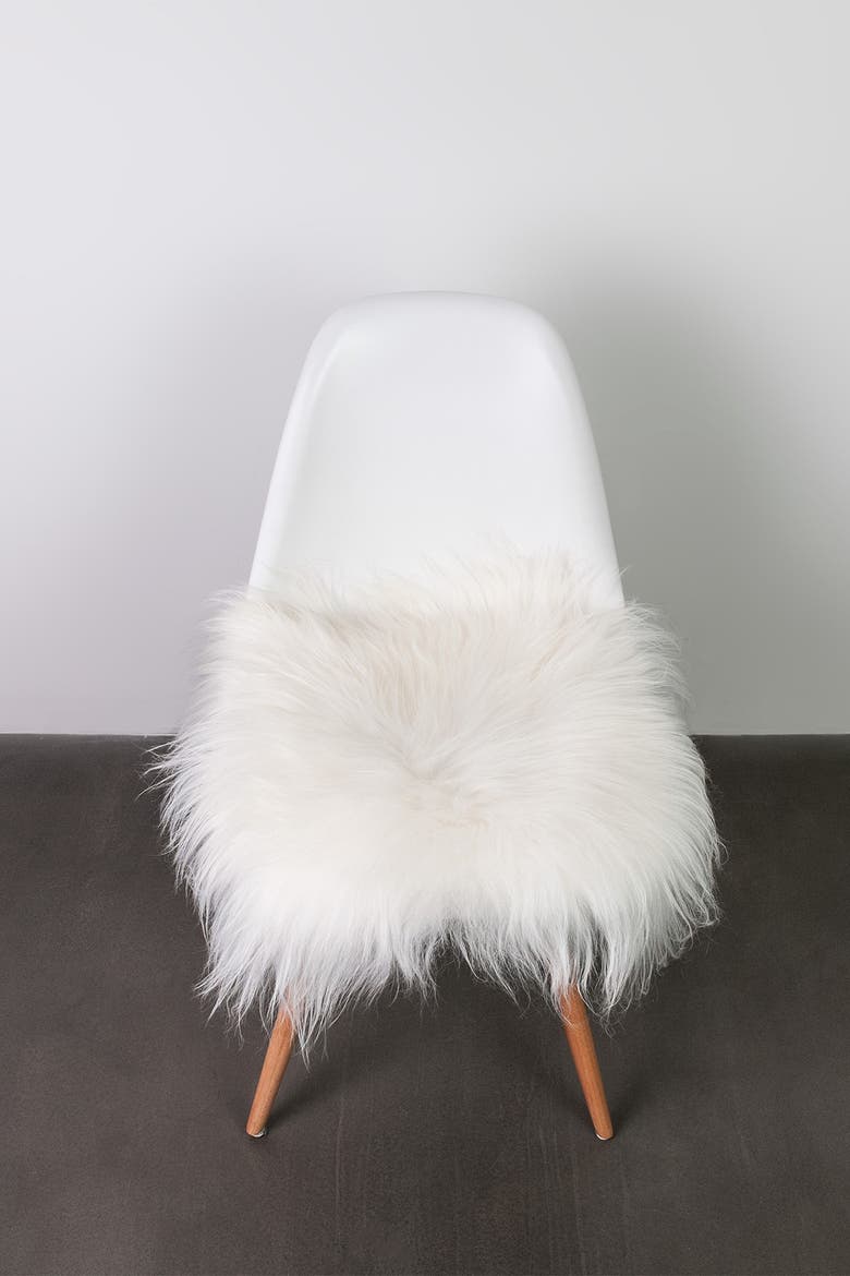 Icelandic Genuine Sheepskin Chair Pad - 15"x15" - White, Alternate, color, WHITE