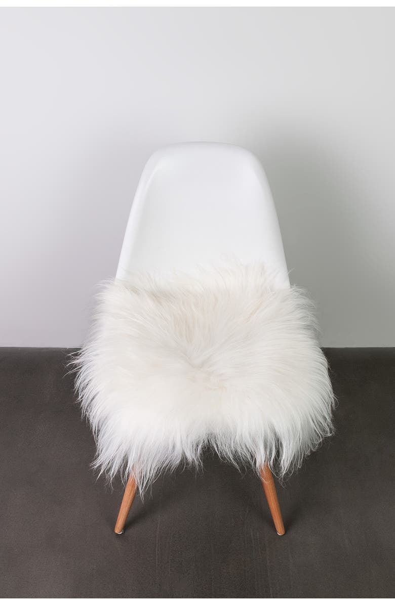 NATURAL Icelandic Genuine Sheepskin Chair Pad - 15"x15" - White, Alternate, color, White
