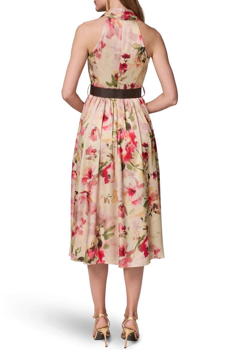 Floral Print Sleeveless Midi Dress, Alternate, color, EGGSHELL