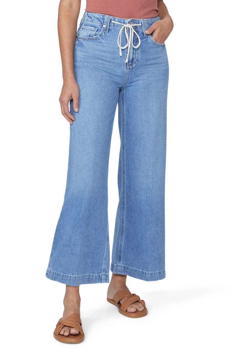 PAIGE Zoey Tie High Waist Ankle Wide Leg Jeans, Main, color, 