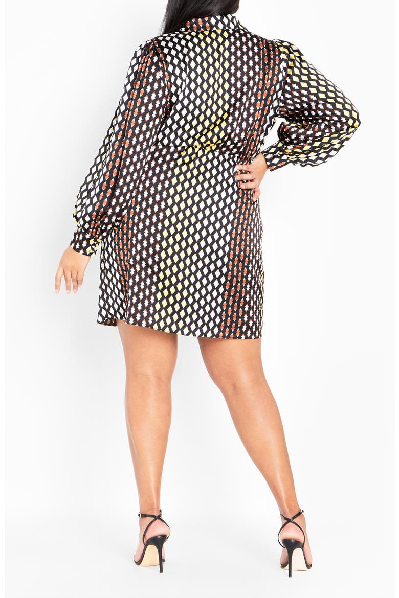 Marlowe Abstract Print Faux Wrap Dress, Alternate, color, GEO