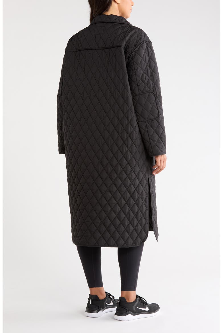 Diamond Quilted Longline Jacket, Alternate, color, BLACK