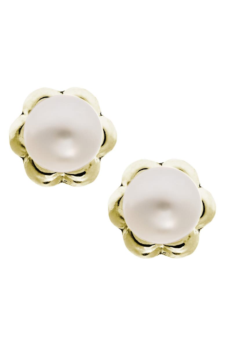 Mignonette 14k Yellow Gold & Cultured Pearl Earrings, Main, color, White