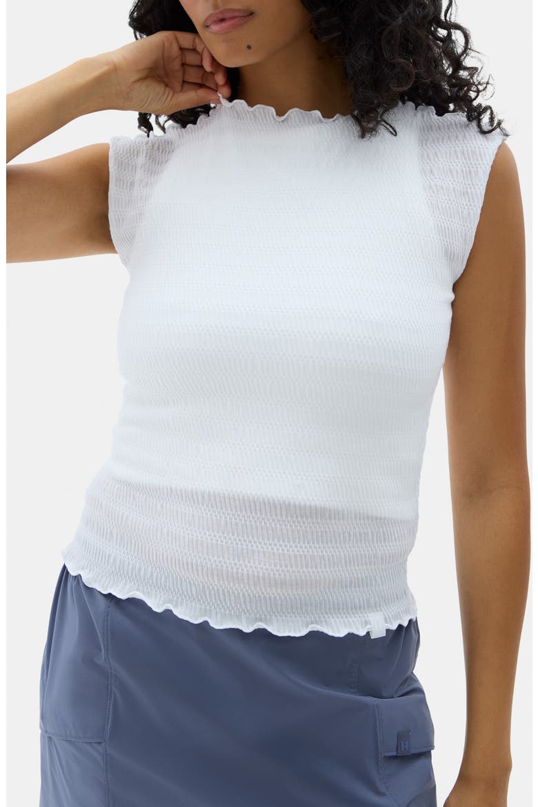 Ynes Smocked Top, Main, color, WHITE