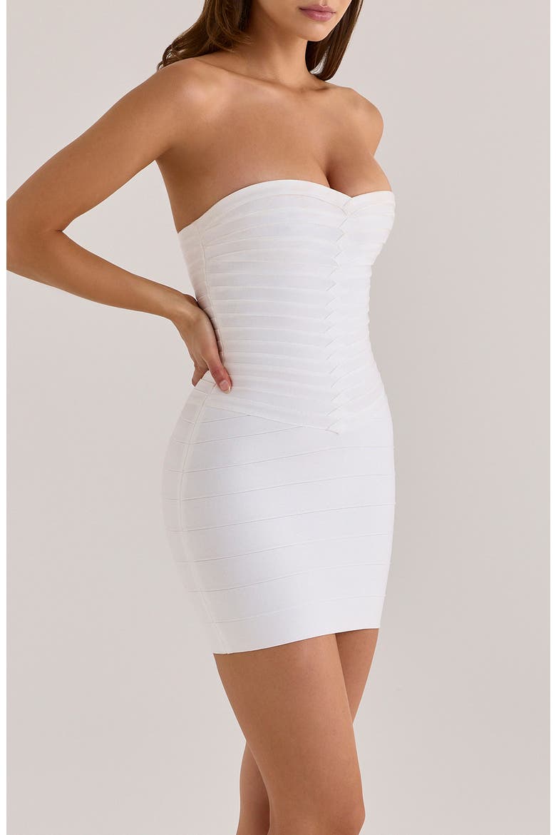 The Sweetheart Strapless Bandage Minidress, Alternate, color, WHITE