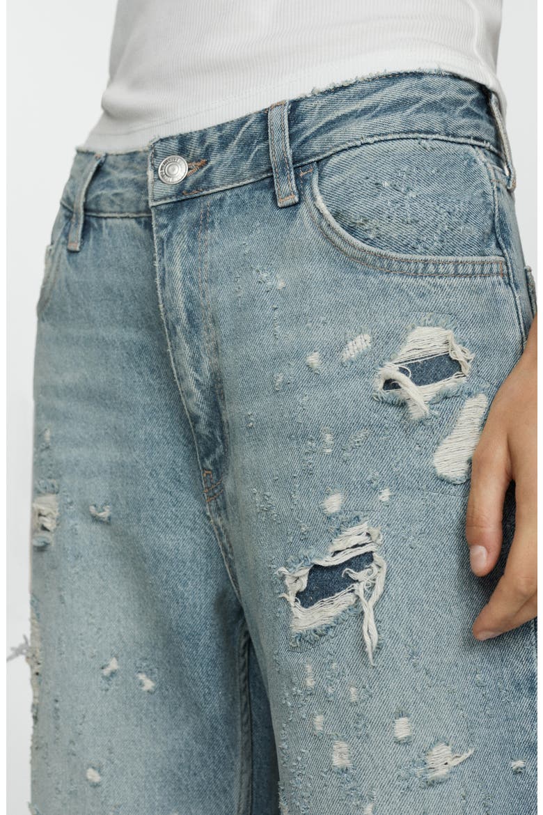 Ripped Straight Leg Jeans, Alternate, color, MEDIUM BLUE