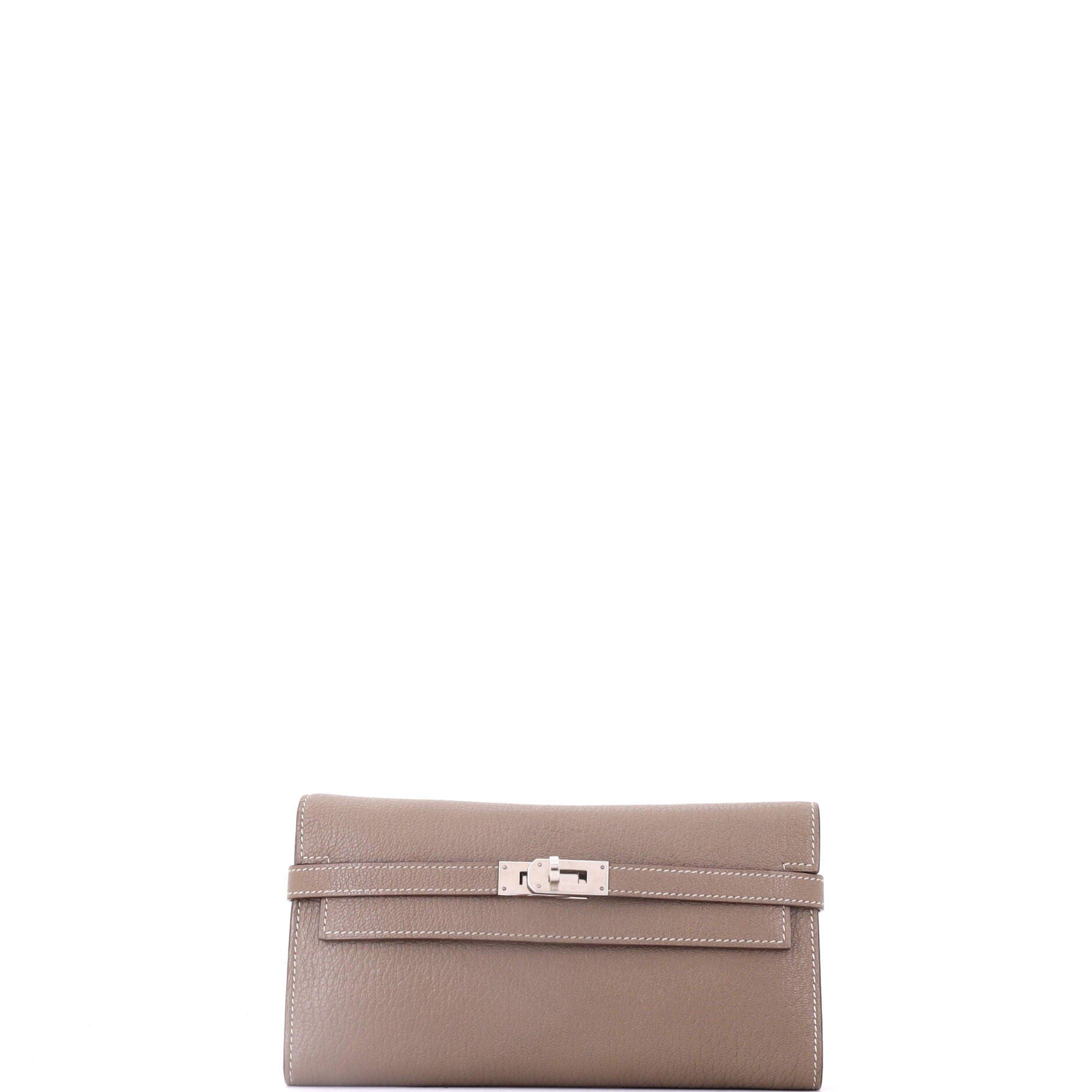 Kelly Wallet Chevre Mysore Long, Main, color, Etoupe