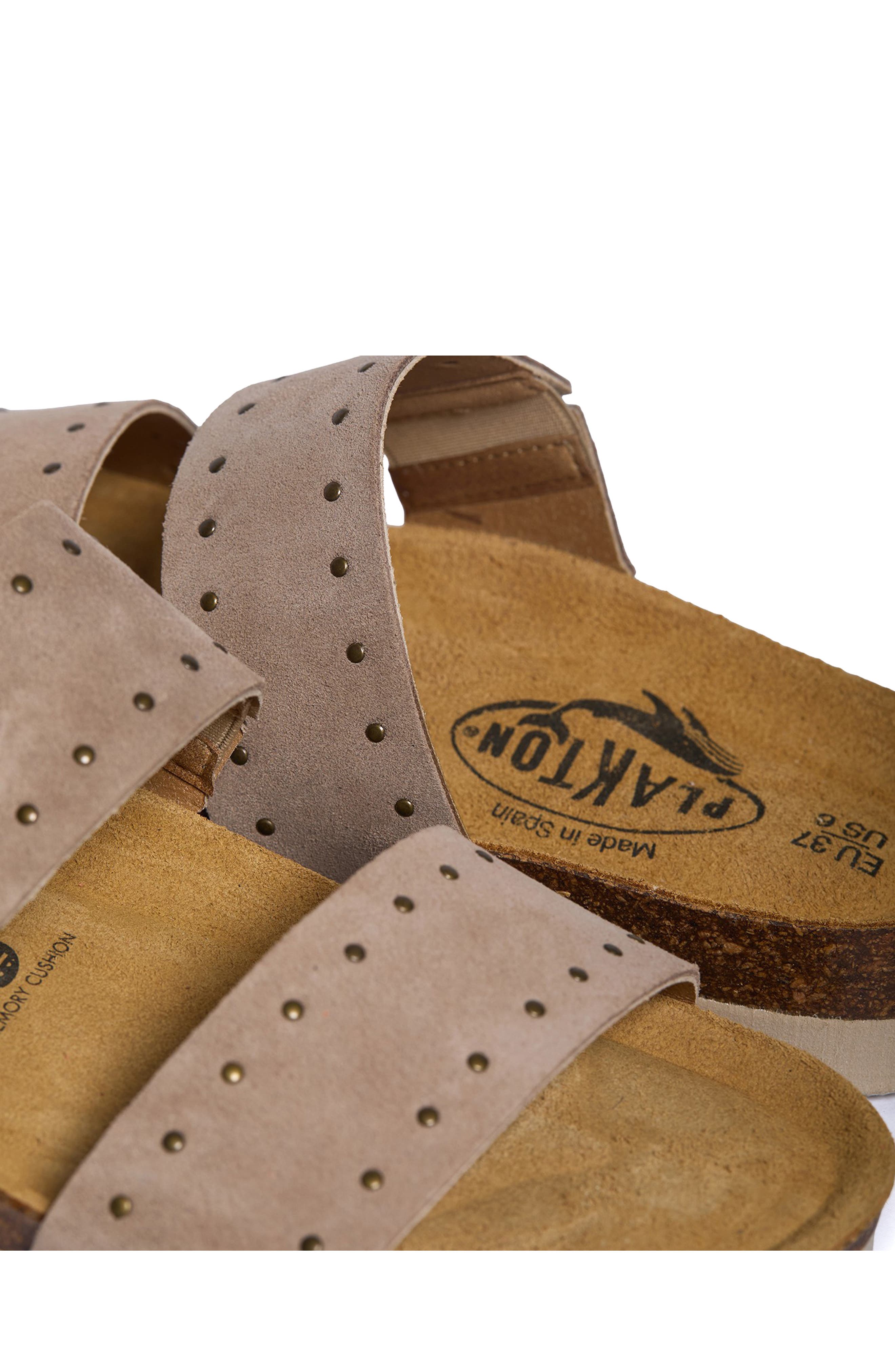 Plakton Brynn Double Strap Slide Sandal, Alternate, color, Taupe Micro Studded Suede
