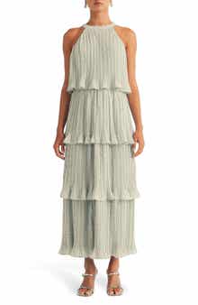 Arose Studio Lauren Tiered Swiss Dot Chiffon Dress