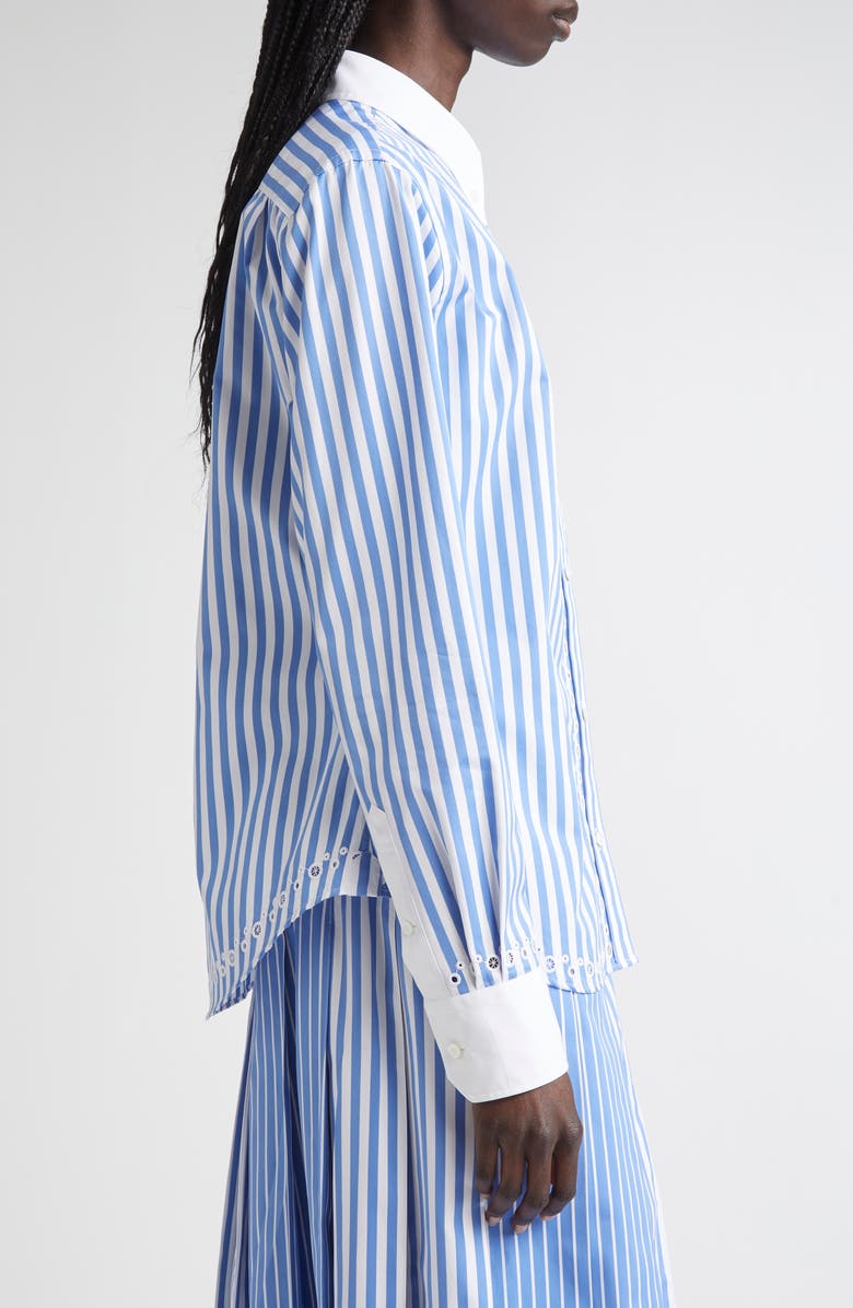 Thom Browne Classic Awning Stripe Cotton Poplin Button-Down Shirt, Alternate, color, White