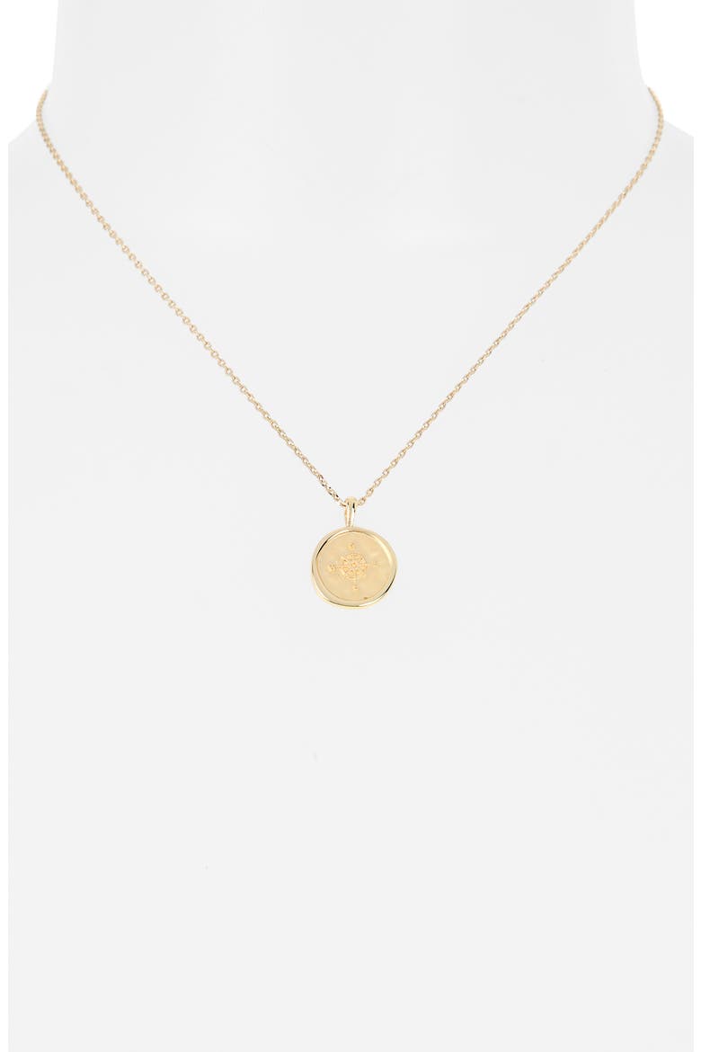 Compass Disc Pendant Necklace, Alternate, color, GOLD