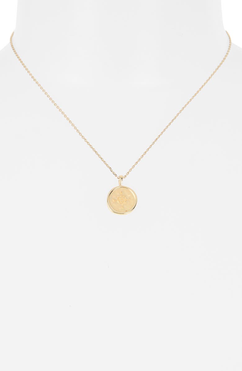 Leith Compass Disc Pendant Necklace, Alternate, color, Gold