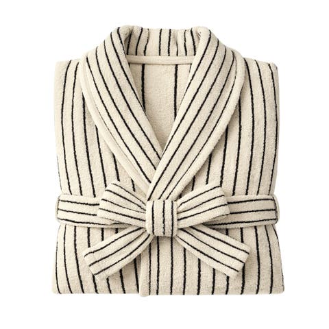 Scandi Retro Cotton Stripe Hooded Bathrobe