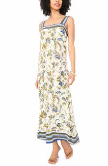 Print Square Neck Sleeveless Maxi Dress