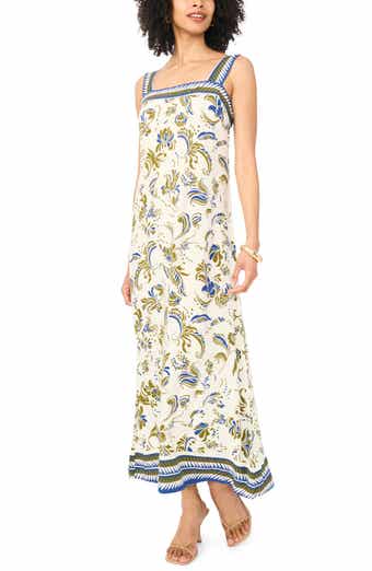 Print Square Neck Sleeveless Maxi Dress