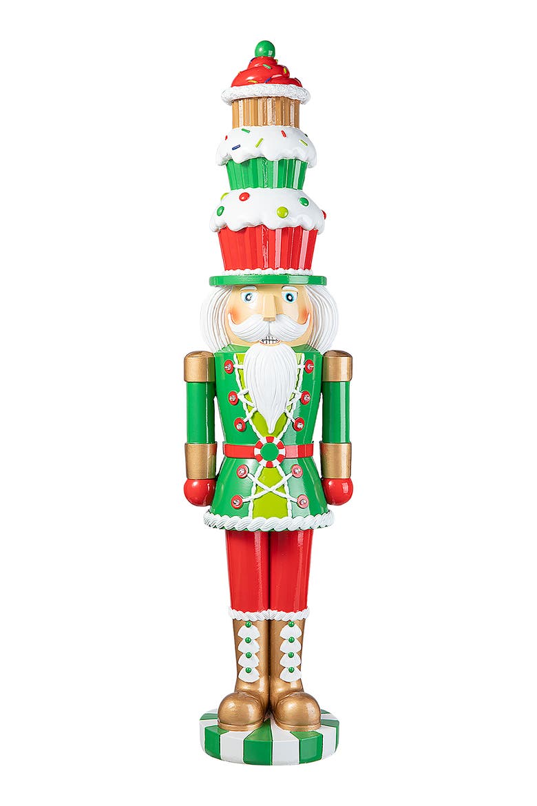 28"H Lighted Resin Christmas Nutcracker Porch Decor, Main, color, Green