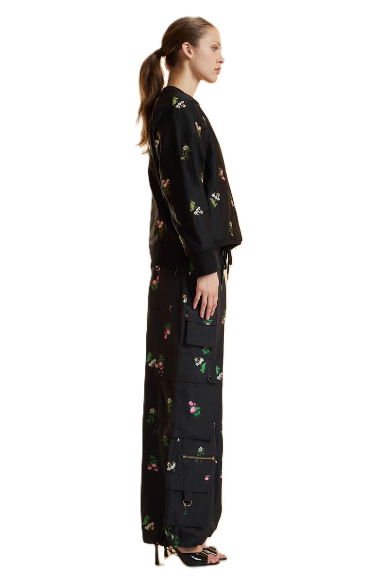 Cynthia Rowley Printed Cargo Pants, Alternate, color, Black Floral