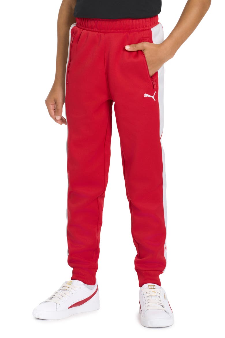 Kids' T7 Foundations Slim Piqué Track Pants, Alternate, color, MEDIUM RED
