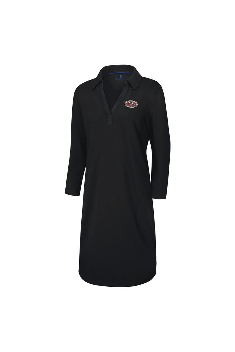 Women's Tommy Bahama Black San Francisco 49ers Ashby Isles Three-Quarter Length Sleeve Pullover Jersey Dress, Alternate, color, Black