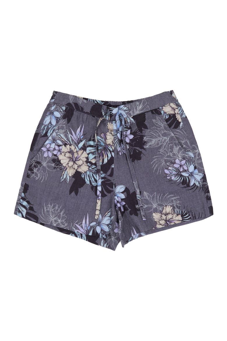 Exotic Floral Womens Drawstring Short, Alternate, color, EXOTIC FLORAL BLACK