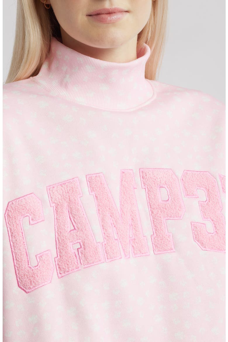 Ditsy Daisy Logo Appliqué Mock Neck Graphic Sweatshirt, Alternate, color, BABY PINK