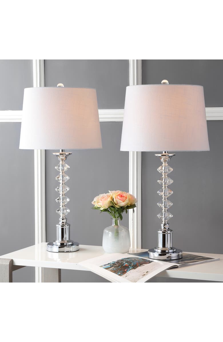 JONATHAN Y Kinsley 28" Crystal LED Table Lamp, Clear/Chrome, Alternate, color, Clear/Chrome
