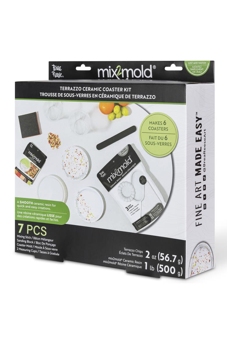 Mix2Mold Terrazzo Ceramic Coaster Kit Diy 6 Coasters, Alternate, color, Multicolored
