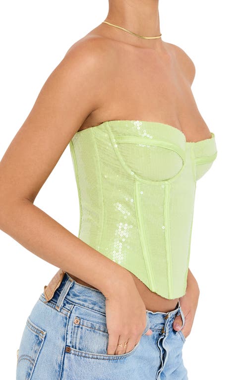 Mistress Rocks Sequin Corset Top In Lime Leaf