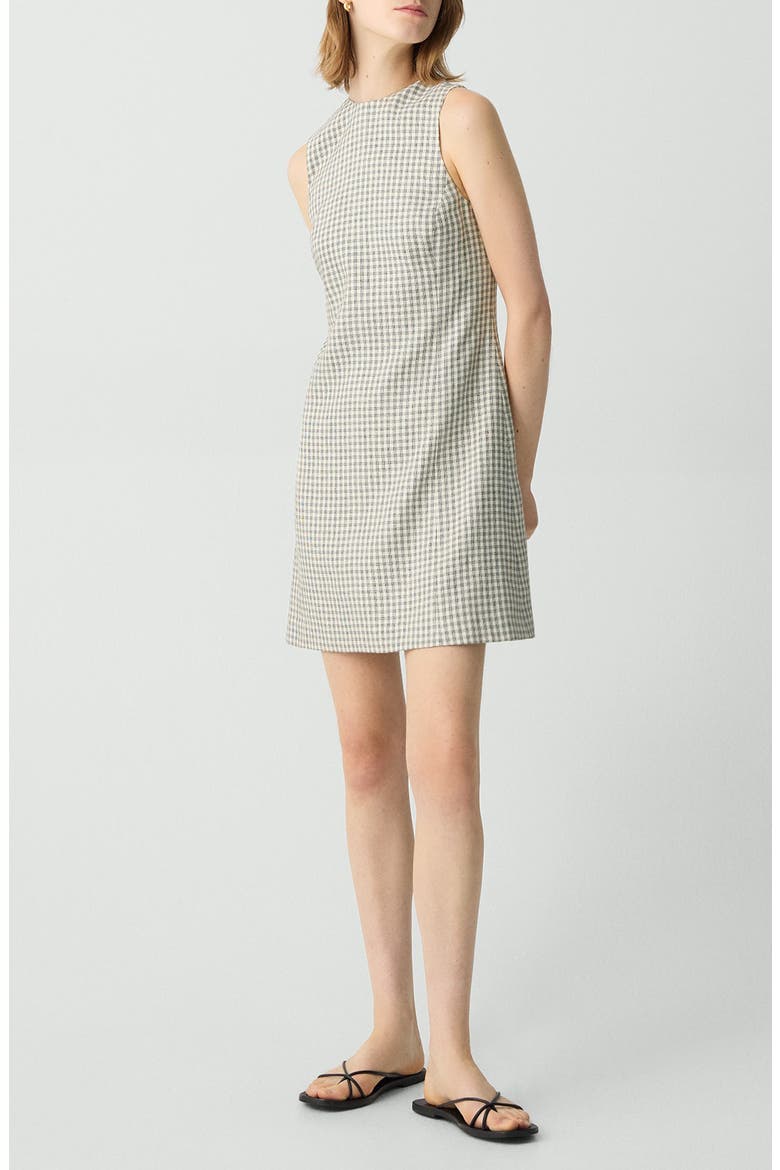 Check Linen Blend Minidress, Alternate, color, CREAM MULTI