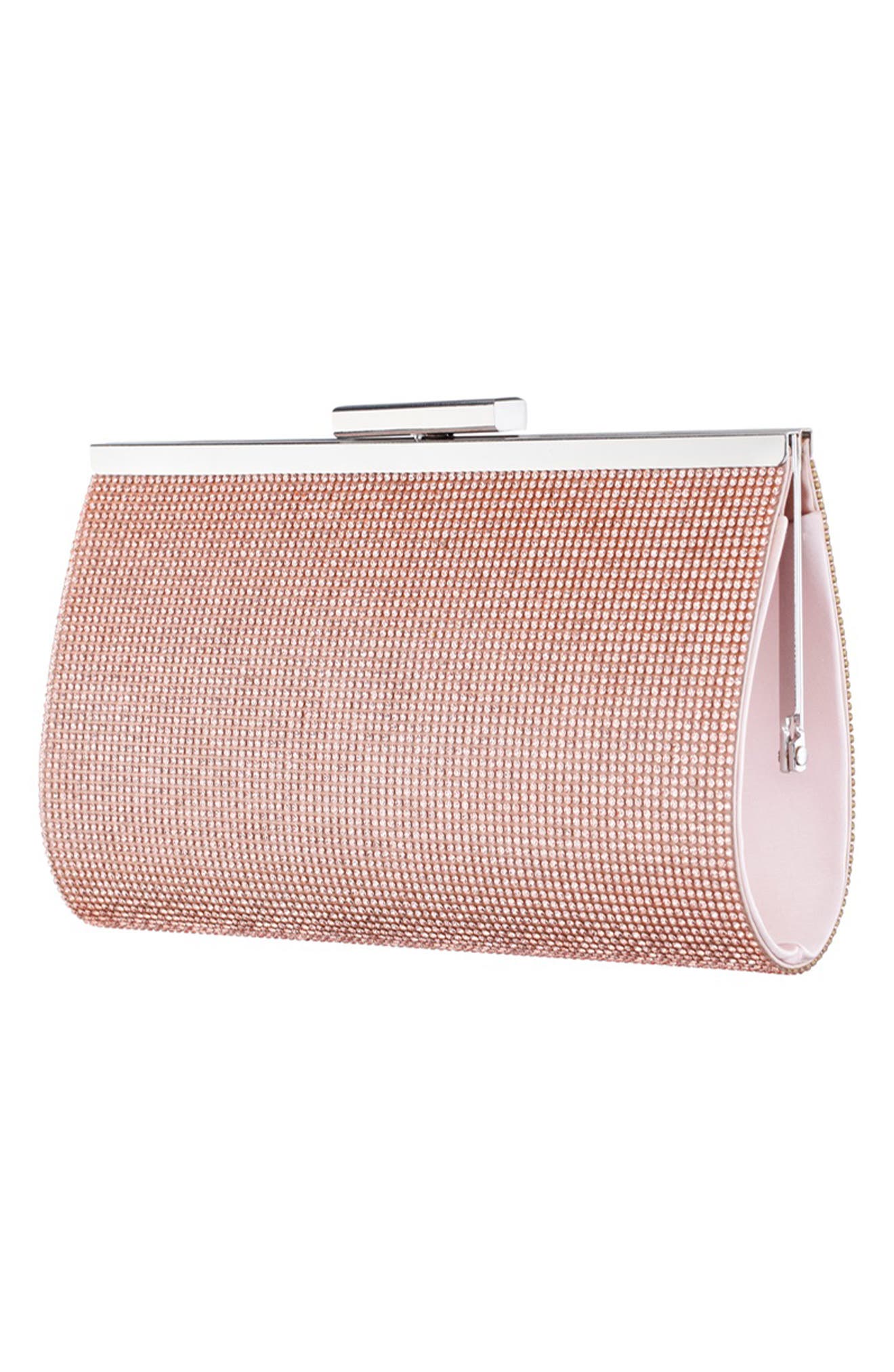 Crystal Frame Clutch, Alternate, color, ROSEGOLD