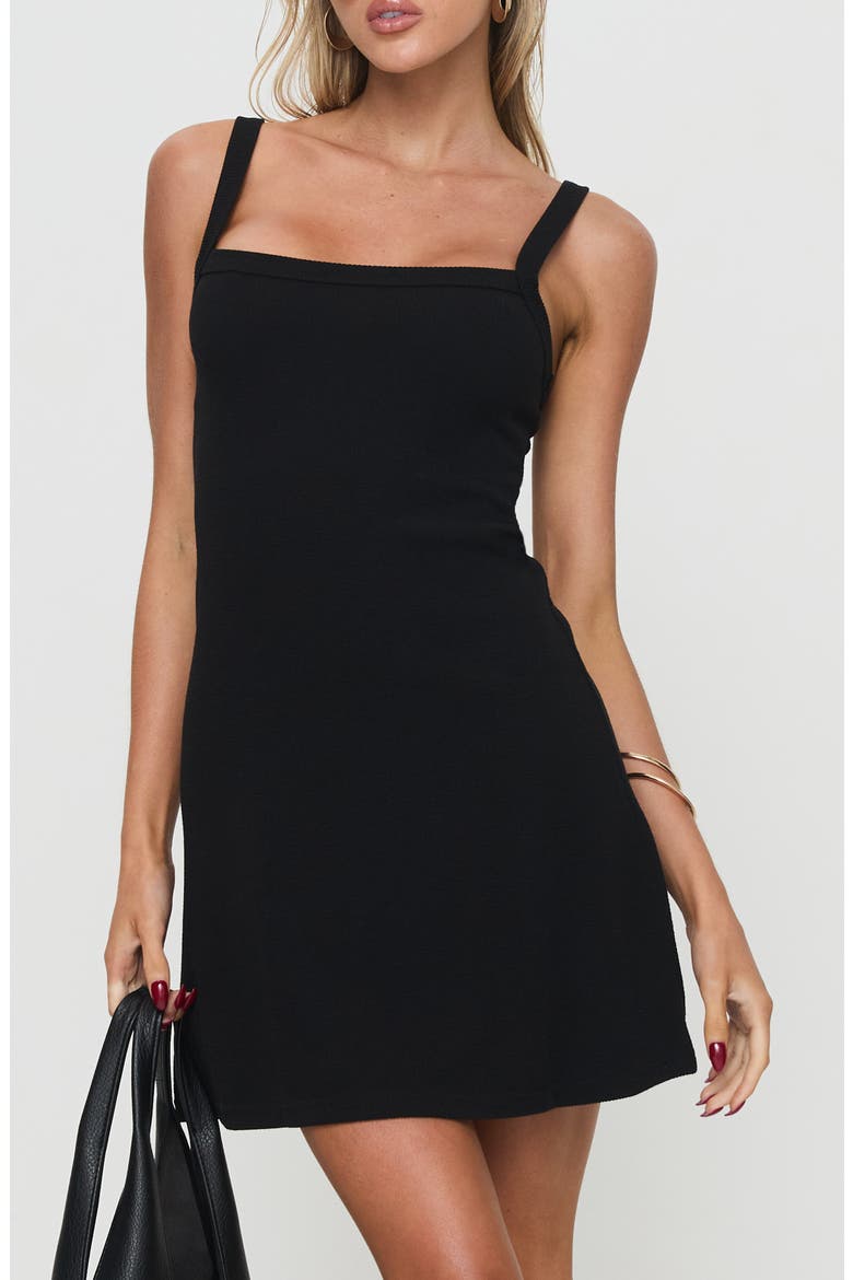DeSantis Fit & Flare Rib Minidress, Main, color, BLACK