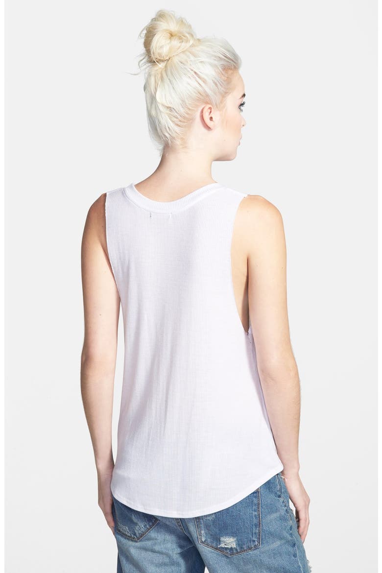 'Go Away Monday' Ribbed Tank, Alternate, color, WHITE