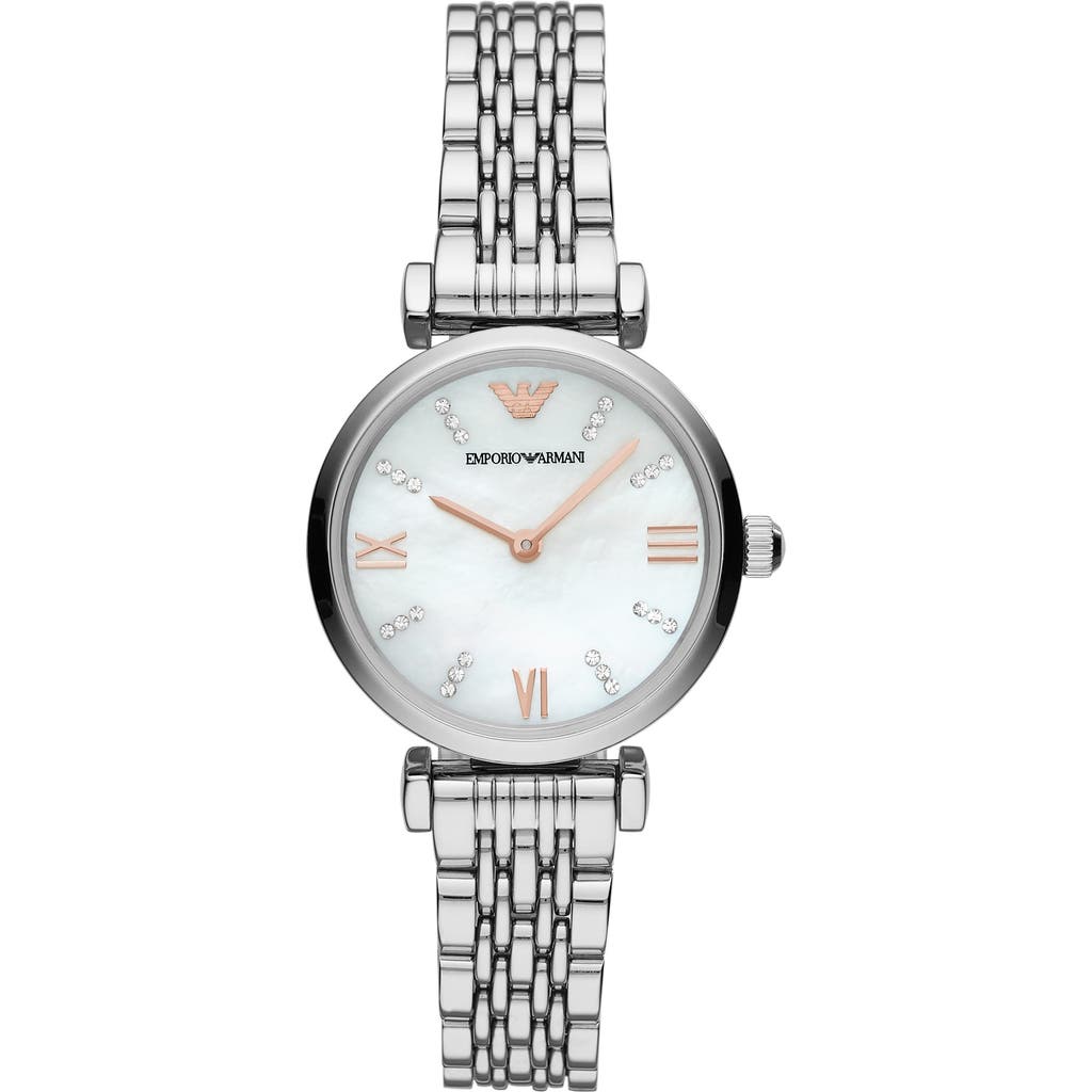 Emporio Armani Mother-of-pearl Bracelet Watch, 28mm In Silver
